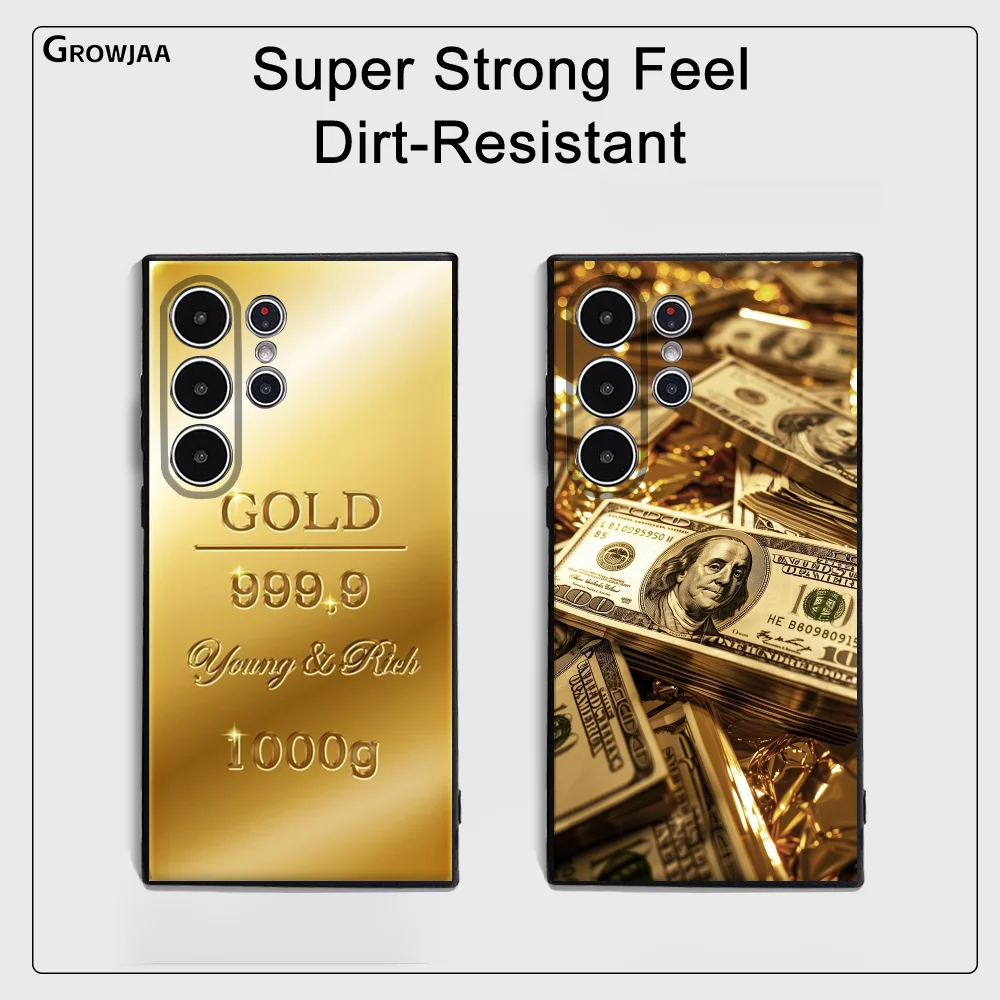 Geld Gold Cash Art Design Handyhülle Samsung Galaxy S25 S24 S22 S23 Ultra S21 S20 Plus 5G Frosted Non-Slip Full Cover Soft Case