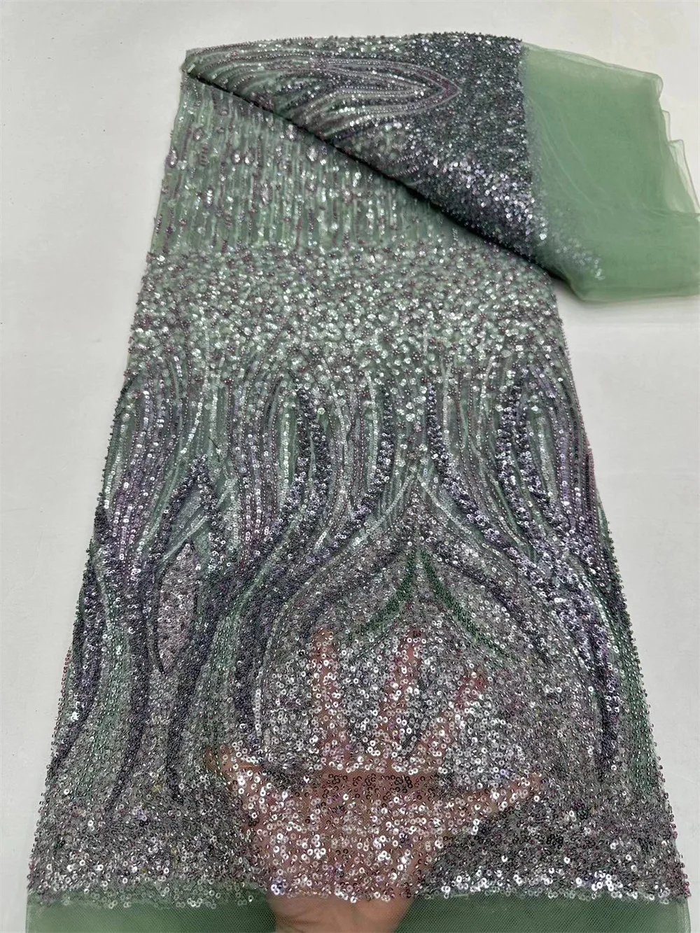 Nigerian Handmade Beads Lace Fabric Luxurious Sequins Beaded Embroidery African Lace Fabric for Sewing High Quality 2024 A01-3