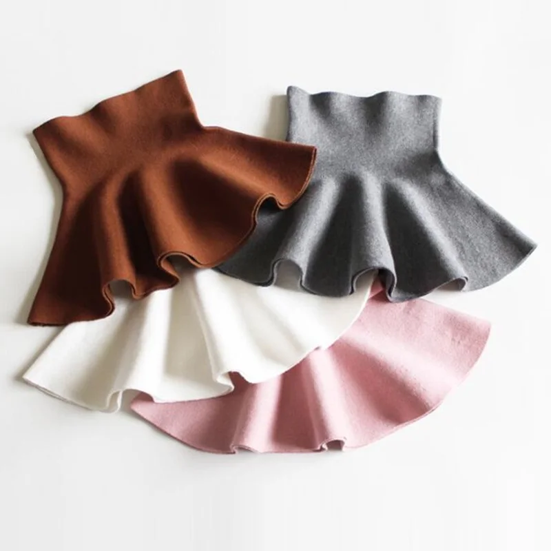2-10 Years Spring Autumn Winter Girls Tutu Skirt Toddler Baby Girl Mini Skirts Kids High Waist Knitted Skirts Children Clothes