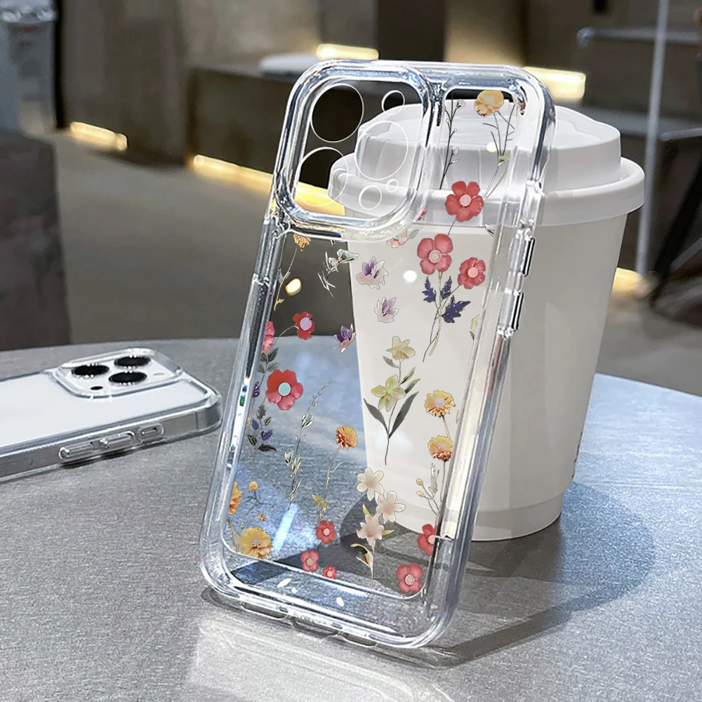 Luxury Transparent Soft Clear Case with Fashion Flower Daisy Design