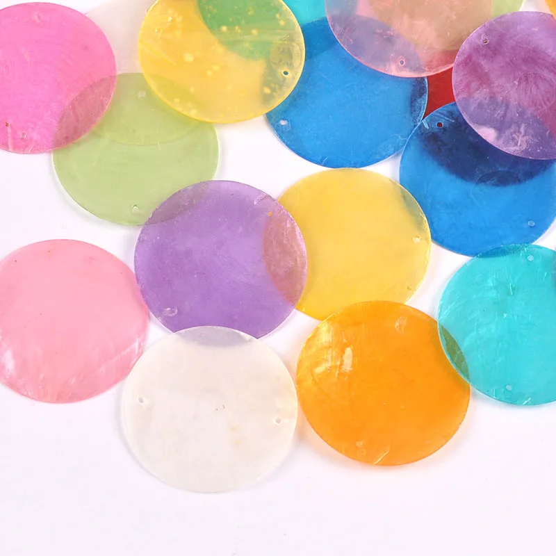 Colorful Round 2 Hole Shells Pendant Hanger DIY Jewelry Making Necklace Charms Gift Decoration Handmade Accessoires 5/10pcs 50mm natural shell ornaments