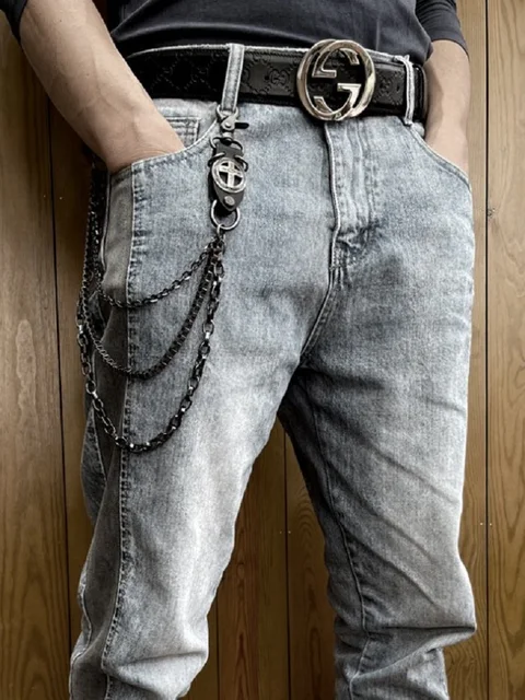 Hot Men's Three Strands Skull Biker Link Key Jean Wallet Chain 3 Layer  Waist Punk Hook Silver Trousers Pant Belt Chain Jewelry - Piercing Jewelry  - AliExpress