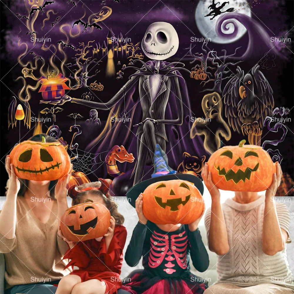 Fondo de decoración para fiesta de Halloween de Jack Skellington, calabaza  de terror, pesadilla antes de Navidad, fondos de fotografía para niños -  AliExpress, image size:1000x1000
