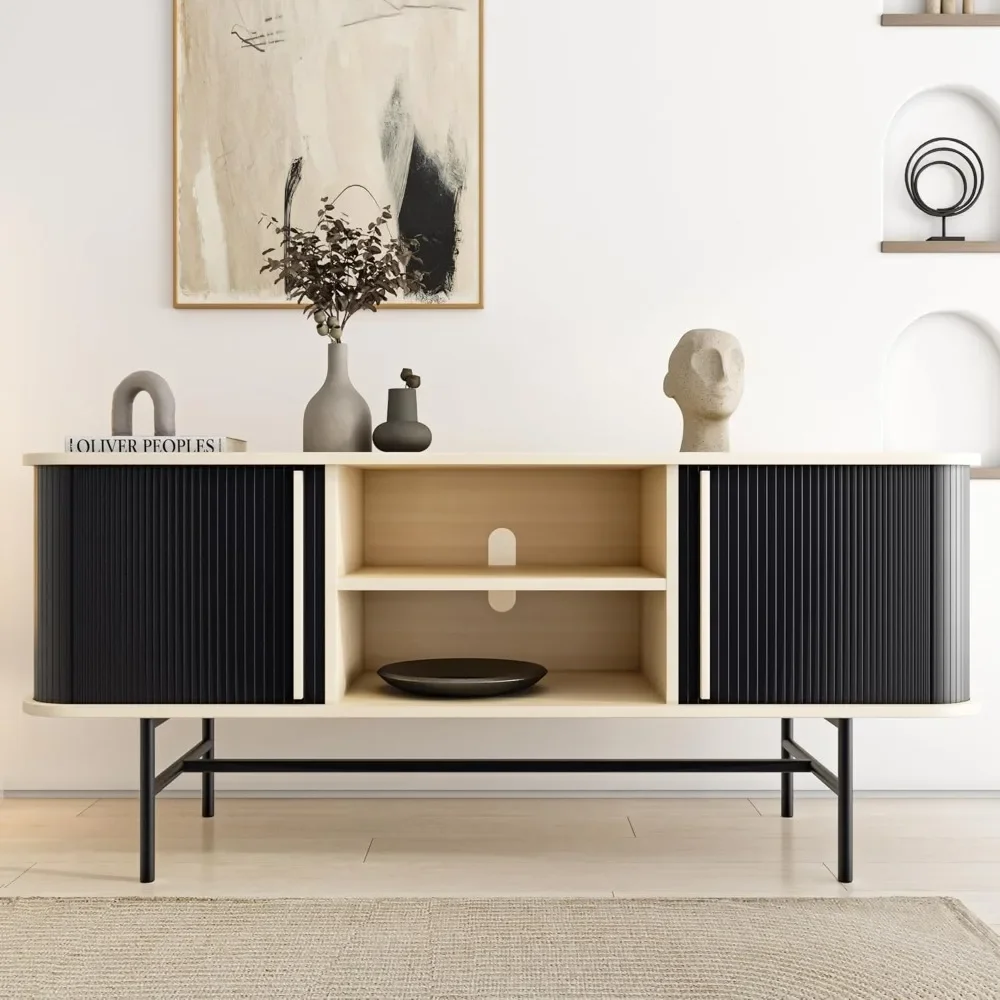 Trybal with tabol door, sideboard et tabours with sliding doors, media console storage