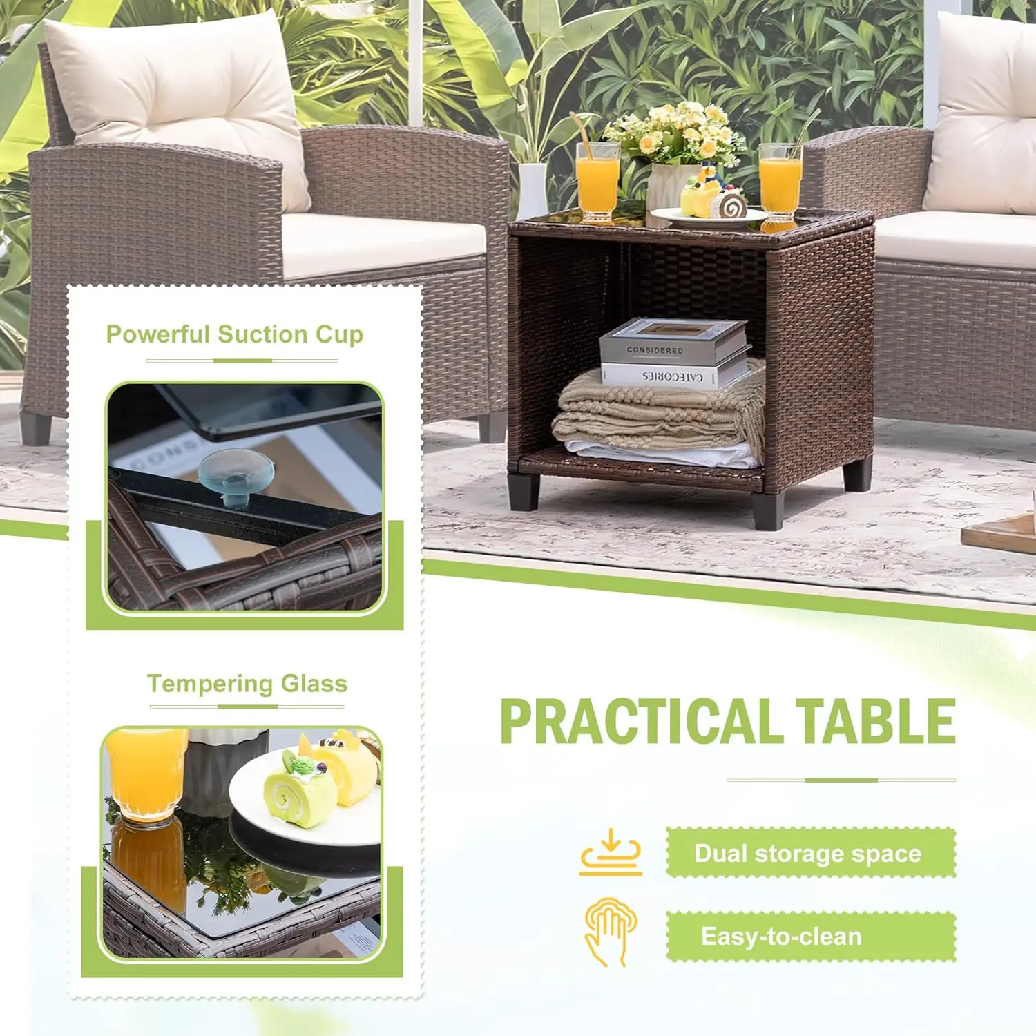 3-Piece PE Rattan Patio Set 5