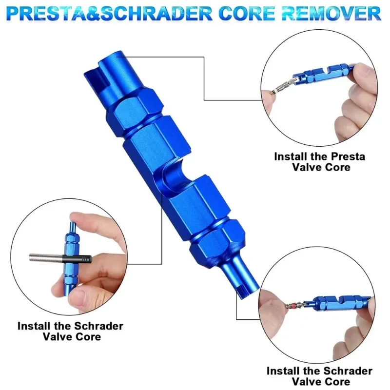 Valve Core Remover Tool for Presta Schrader Valve Extender Tire Repair Wrench for Bike Car Bicycle Motorcycle Tyre 1Pcs