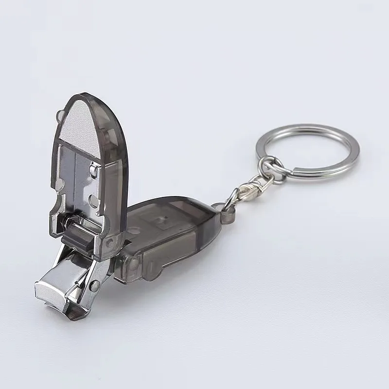 Candy Color Mini Stainless Steel Foldable Hand Toe Nail Clippers Cutter With Keychain Cutter Trimmer Silver Nail Art Tool