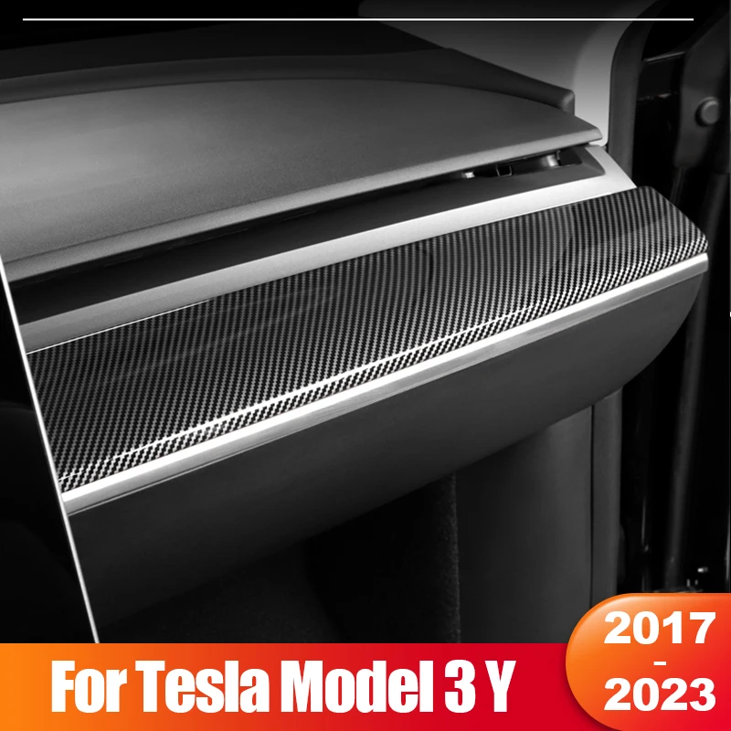 

For Tesla Model 3 Y 2017- 2021 2022 2023 Car Center Console Dashboard Trim Cover ABS Carbon Stickers Accessories Model3 Three