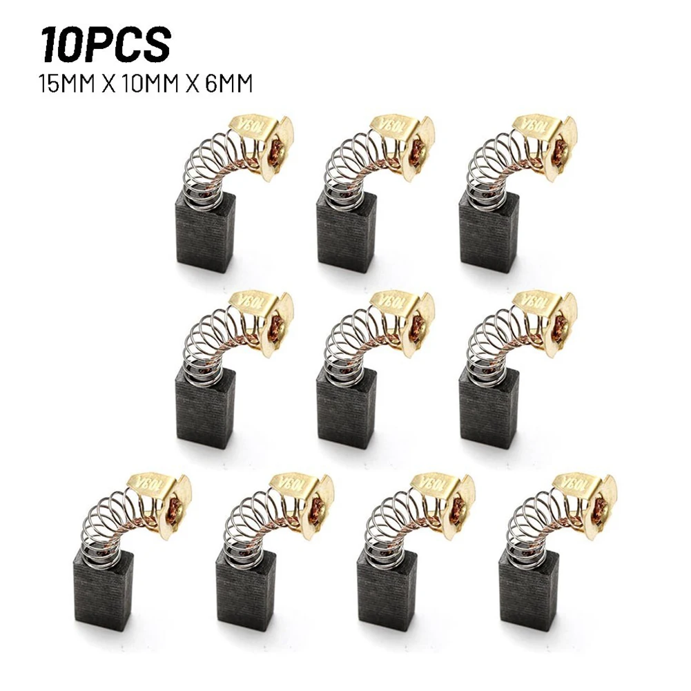 Improve Motor Operation with Carbon Brushes, 10pcs 15mm x 10mm x 6mm, Ideal for Electric Hammer, Electric Drill, Angle Grinder 10pcs carbon