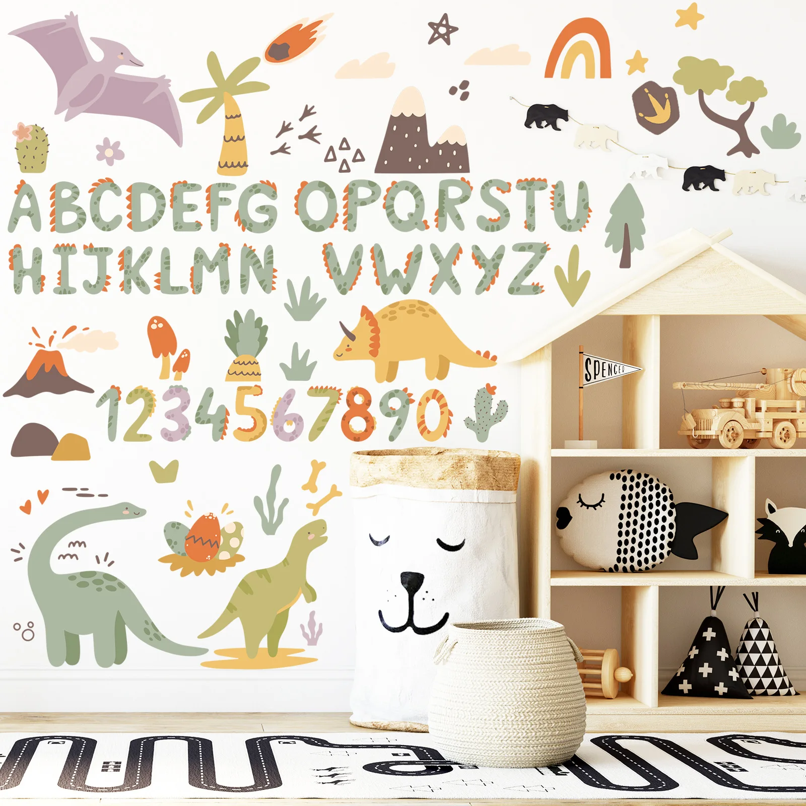 Adesivi Murali Dinosauro Per Bambini - Design Acquerello, Giungla E Animali, 29x90 Cm - Foto 10