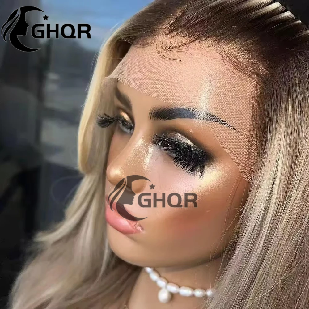 13x4 13x6 Highlight Transparent Lace Frontal Wigs Human Hair Pre Plucked Blonde Wig Human Hair Brazilian Remy Hair Glueless natu