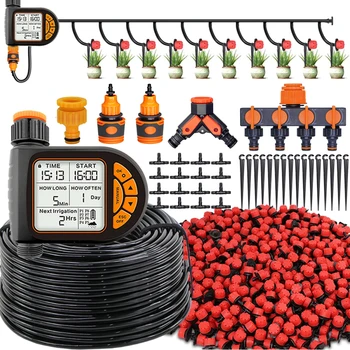 5-50M 1/4" Garden Smart Timer Irrigation Set IPX5 Waterproof LCD Automatic Watering Controller Can Be Used Water Lawn Plants kit