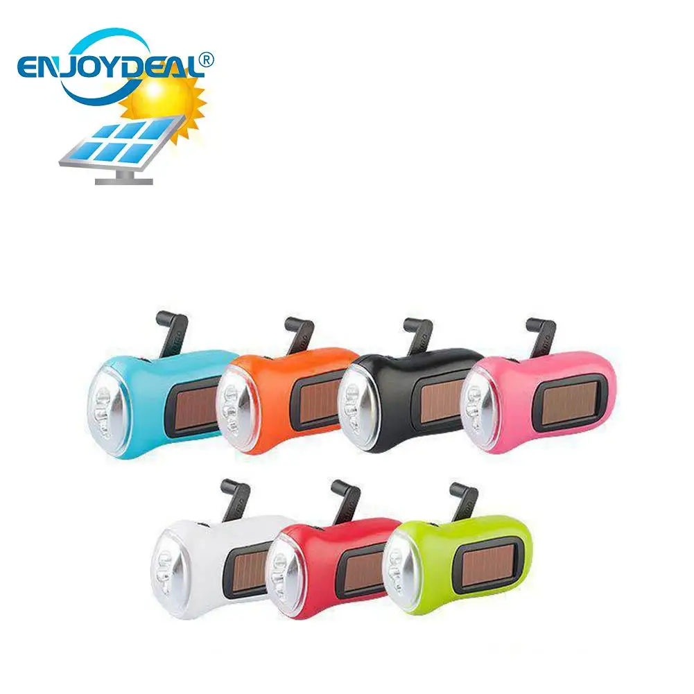 

Mini LED Solar Flashlight Hand Crank Dynamo Power Wind Up Flashlight Torch Light for Fishing Boating Hiking