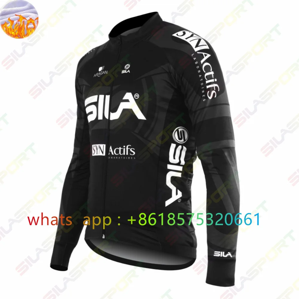 SILASPORT Winter Cycling Jacket Men Thermal Fleece Long Sleeve Race Sweatshirt MTB Cycling Clothing Ropa Ciclismo Bike Warm Coat