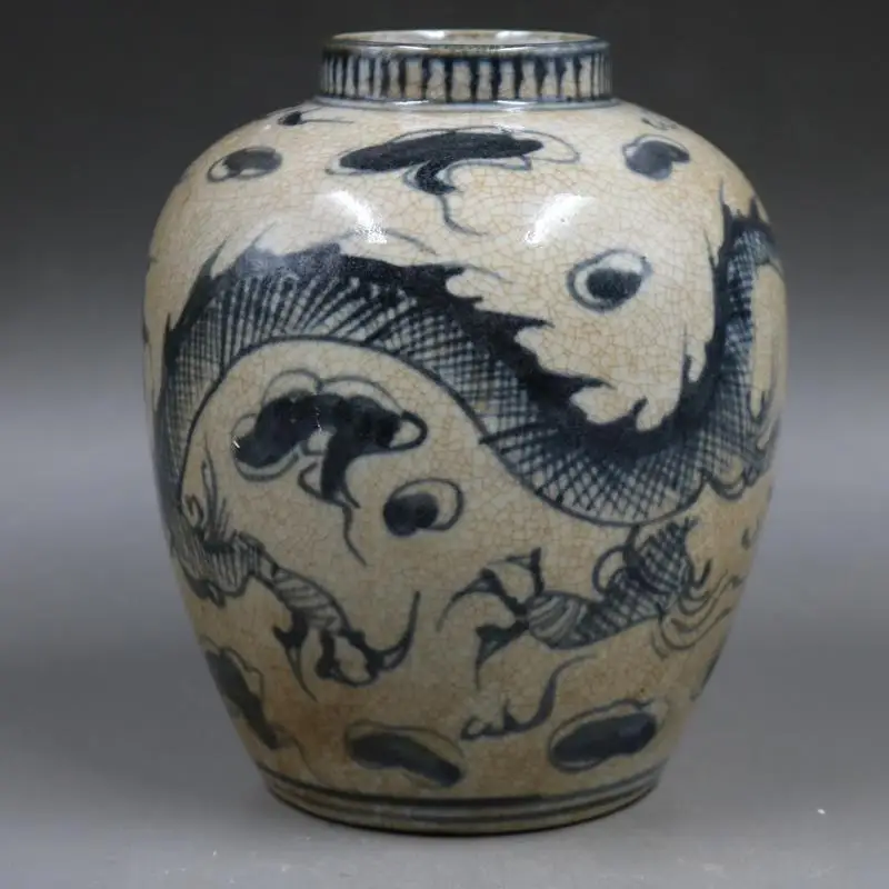 Opening Blue and White Dragon Pattern Porcelain Chinaware Ceramics Pot Jar Jug Vase 3