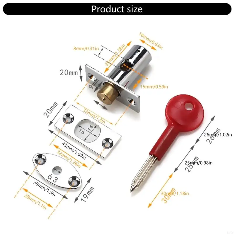 547F 2Pcs Mortice Door Bolts Star Key Mortise Door Lock for Fireproof