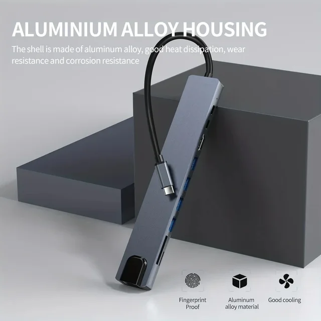 10 in 1 USB C HUB 4K30Hz Docking Station Type C to HDMI-Compatible RJ45 Ethernet PD100W for MacBook iPad Huawei Sumsang Phone 2