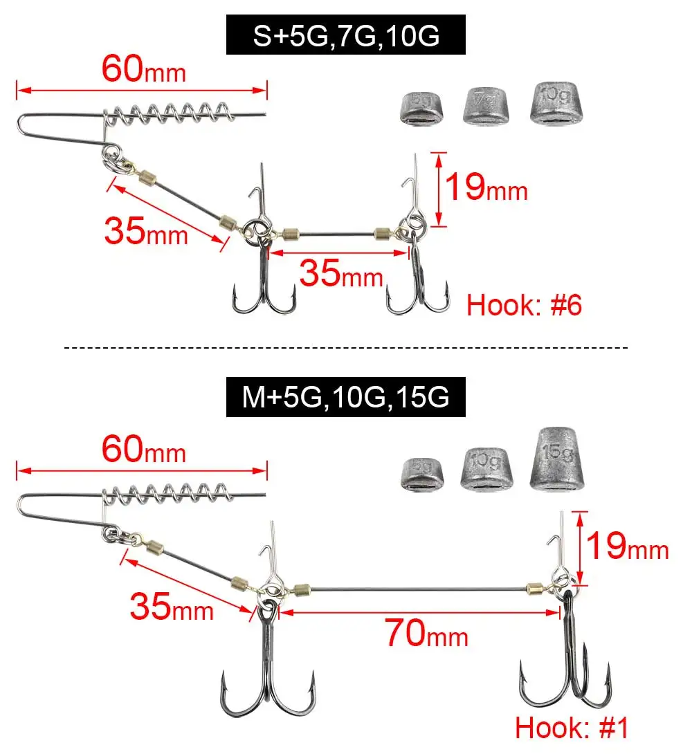 Description Picture 4 of itemSpinpoler Pike Stinger Rigs Designed For Rigging Soft Fishing Lures Swimbait With Sinker 5g 7g 10g 15g 20g Pike Zander Perch