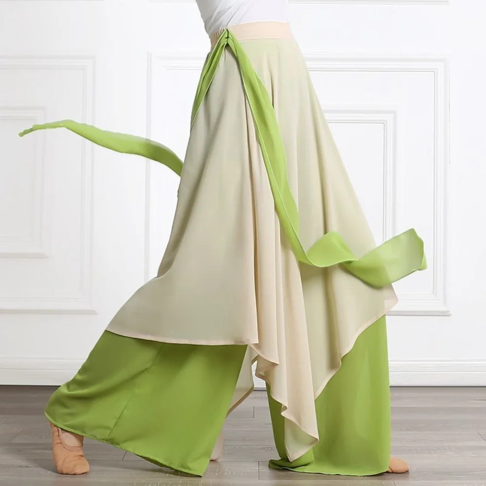 

Chinese Dance Trousers Loose Flowing Chiffon Classical Dance Performance Clothing Practice Wide Leg Pants for Women Dancer