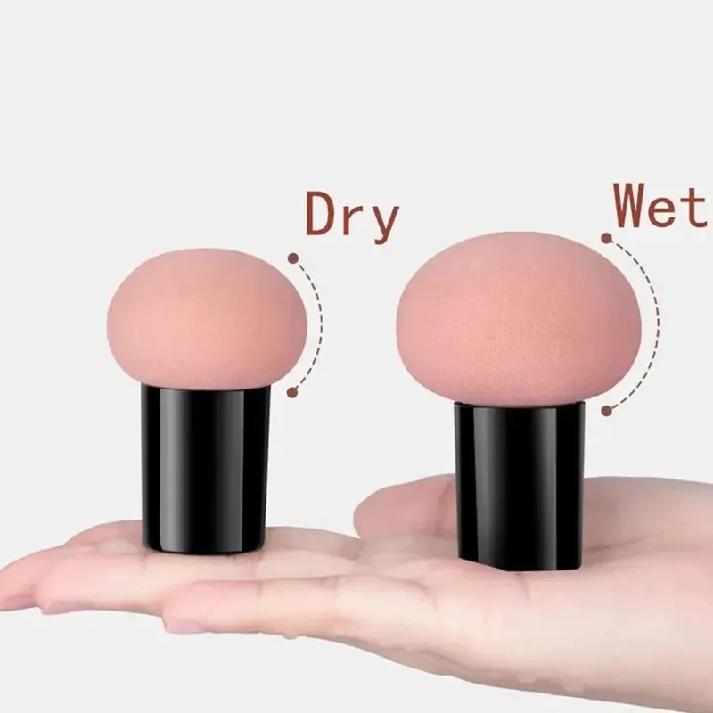 1-6PCS Mushroom Head Cosmetic Puff with Protective Cap Wet Dry Powder Puff Air Cushion Sponge Makeup Egg Foundation Makeup Tools