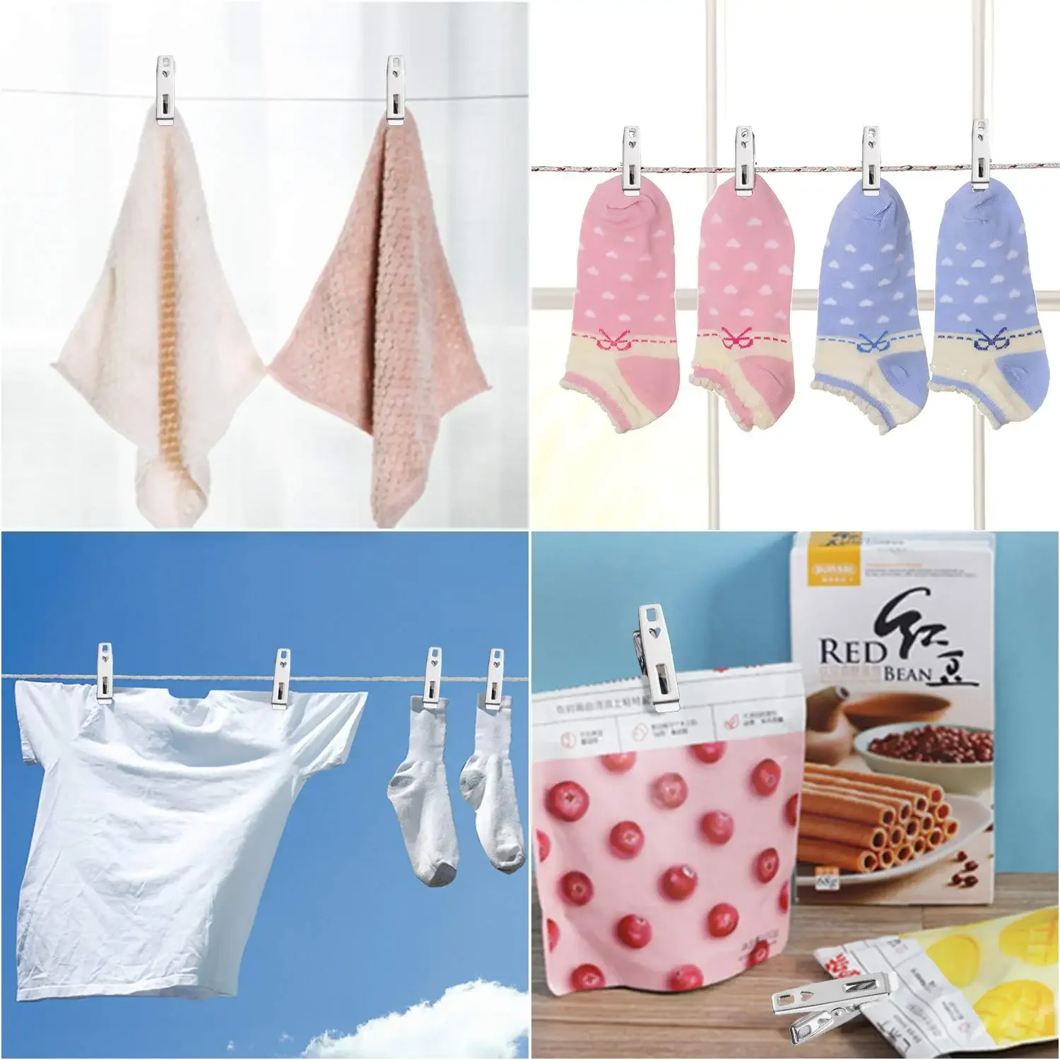 10/20Pcs Stainless Steel Clothes Pegs Windproof Clips