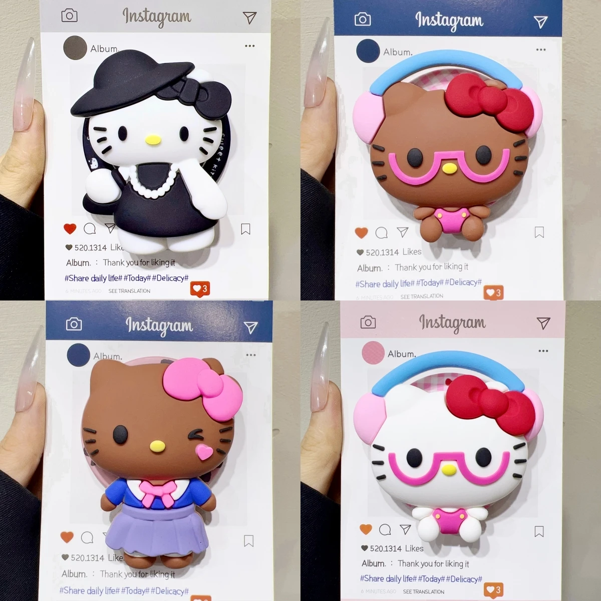 Support magnétique pour téléphone, dessin animé mignon Sanrio Hello Kitty, Griptok, Support pour iPhone Samsung Magsafe Smart Tok