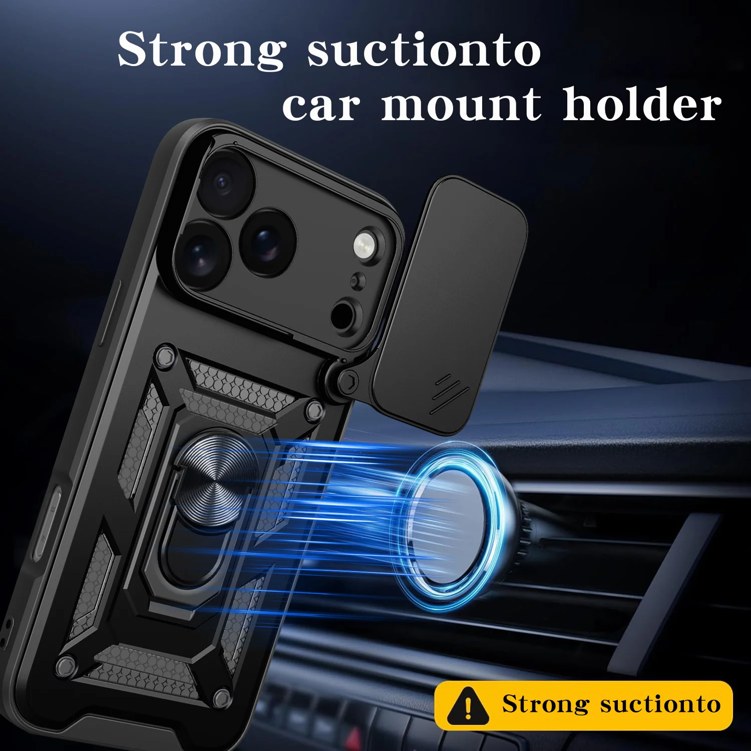 Luxurious Magnetic Holder Phone Case with Shockproof Armor Design