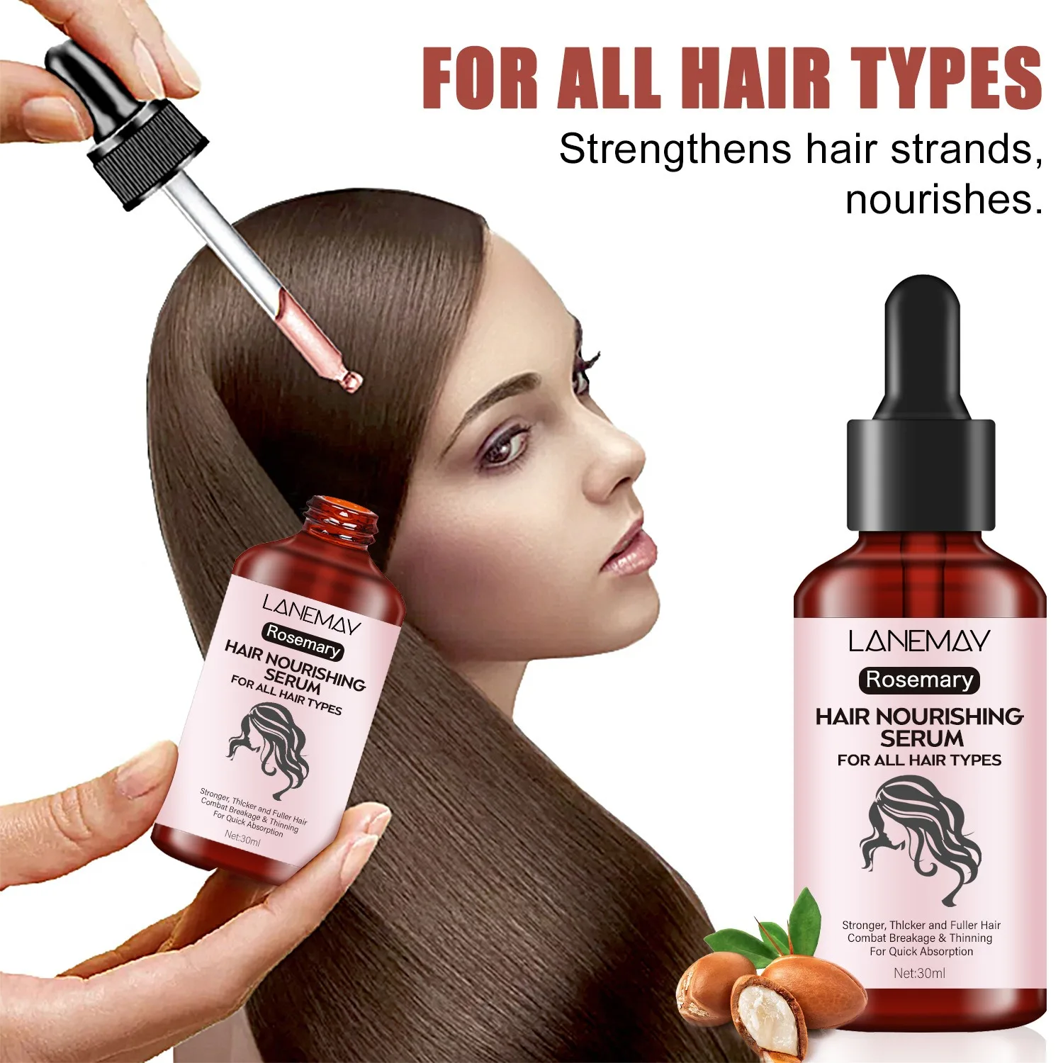Rosemary Argan Essential Oil Hair Strengthening Oil Nourishing Treatment For Split Ends Dry Hair Care