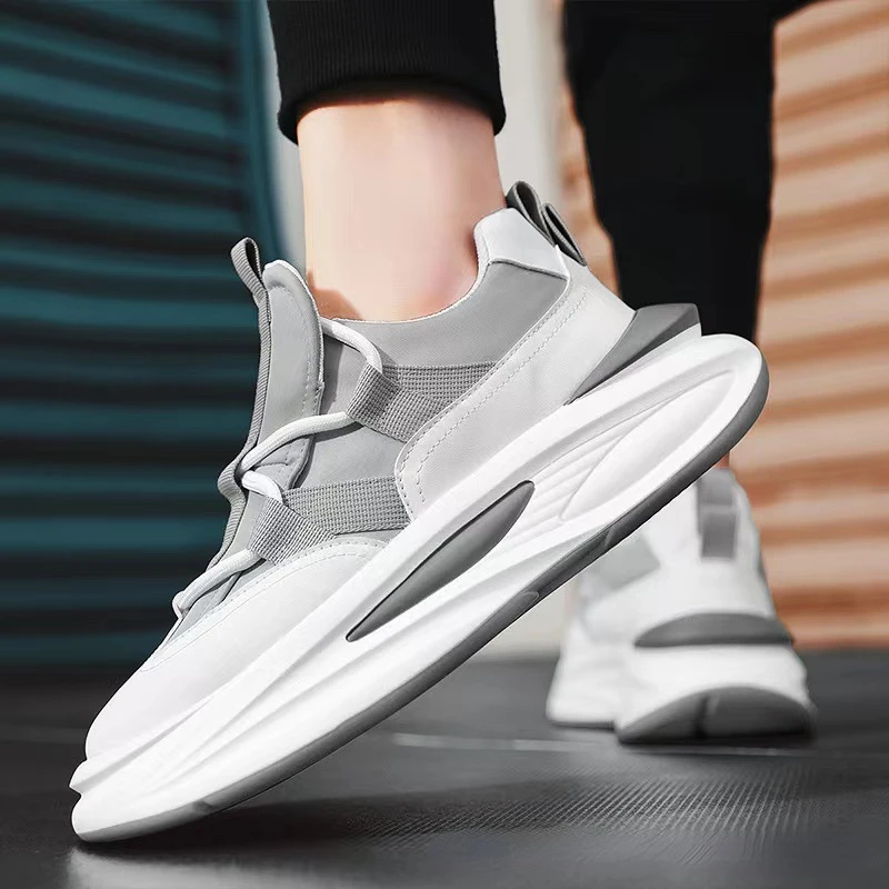 Fashion Chunky Sneakers Men Board Casual Shoes Men Microfiber Leather Patchwork Sneakers Men Breathable Loafers Walking Shoes