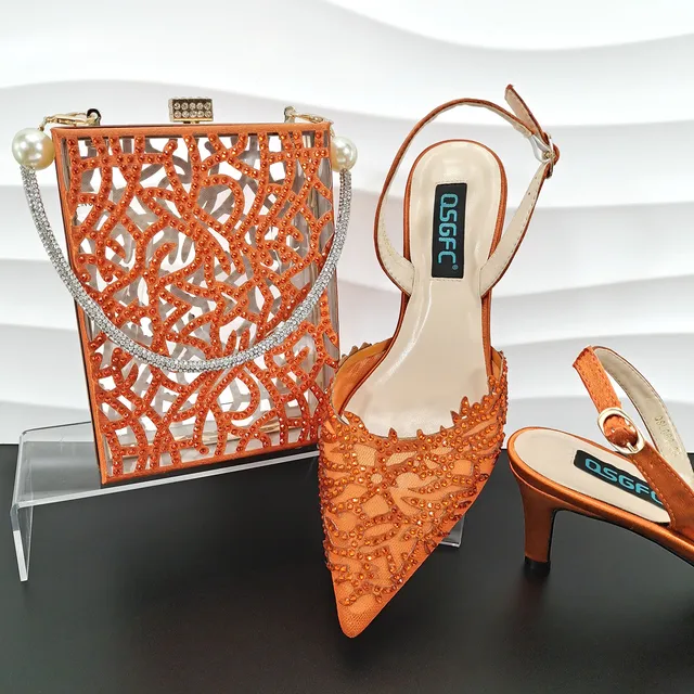 QSGDavid-Chaussures et sac en biscuits orange pour dames, décoration de lieux, creux avec le même document, belle fête, petit 1