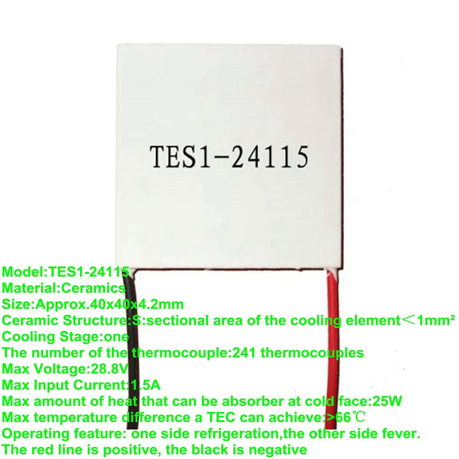 40x40x4.2mm 1.5A 28.8V 25W TES1-24115 Thermoelectric Cooler Peltier Heatsink