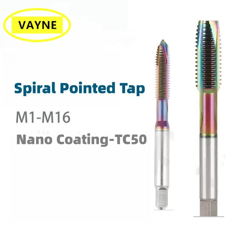 

VAYNE HSSE Metric Spiral Pointed Tap TC-50 Coating M1M2M3M4M5M6M8M10M12M14M16X0.25 0.35 1.25 1.75 Machine Screw Fine Thread Tap