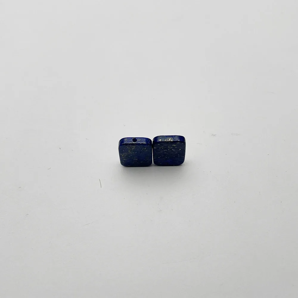 천연석 청금석 더블 플랫 바텀 스퀘어 카보숑, 13x18mm, 12PC 링 목걸이, DIY 목걸이 액세서리, 1mm 하프 홀