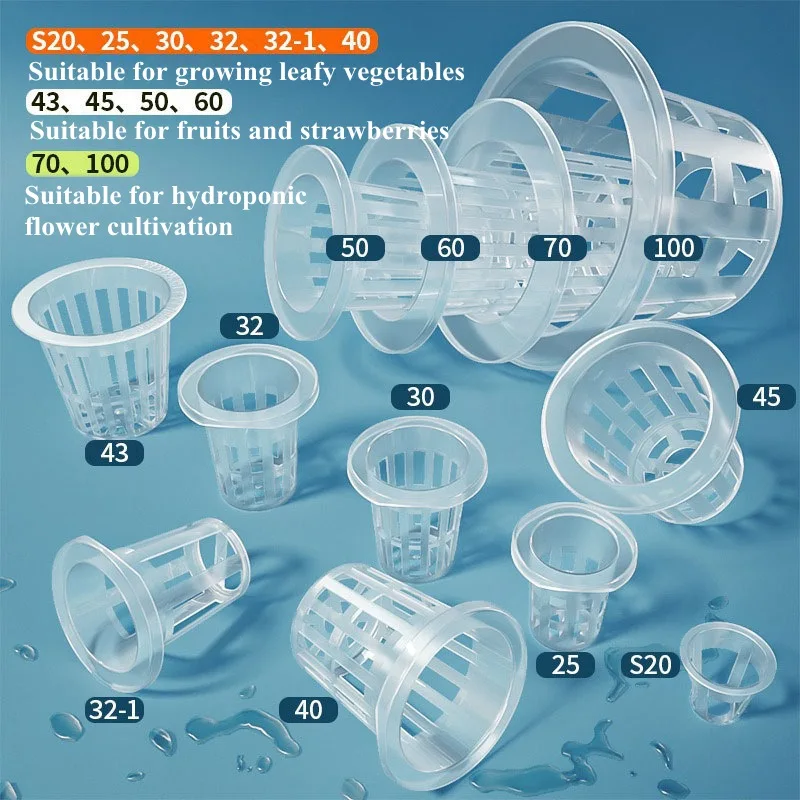 50Pcs Hydroponic Mesh Basket Cup Veg Soilless Grow Pot Plant Nursery Grow Net Pots Greenhouse Vertical Garden Vegetable Planter