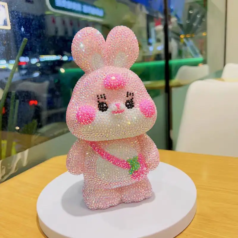 DIY Strass Kaninchen Münzfach Blinged Ornament Glänzende Mosaik Figur Mosaik Wohnkultur Rosa Puppe Mädchen Geburtstag Geschenk – Detail 3