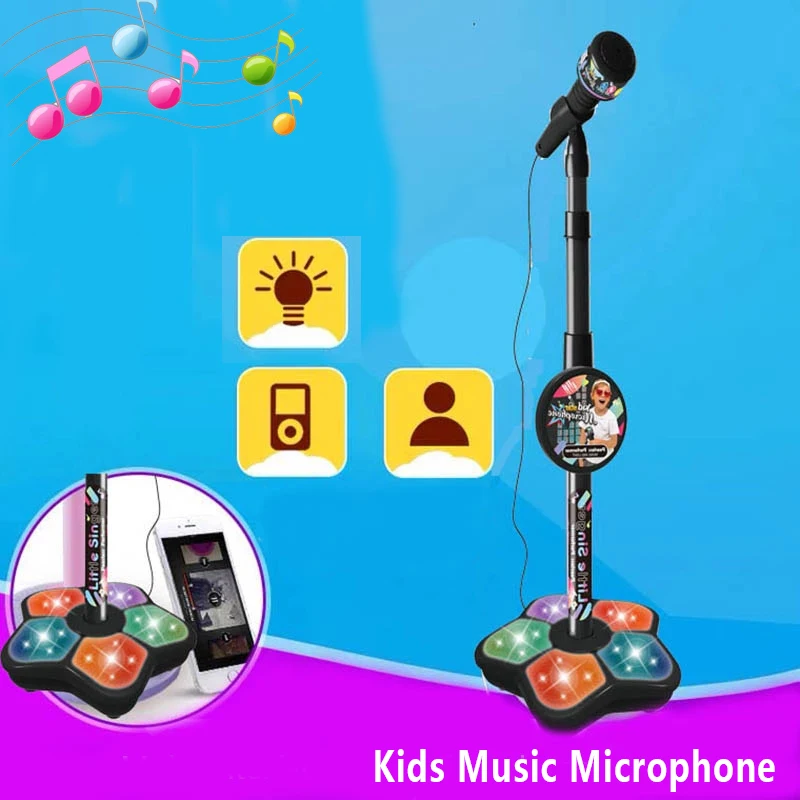 Kids Microphone with Stand Karaoke Mic Speaker with Lights Music Instrument Toys Singing Machine Birthday Gift for Girl Boy 5