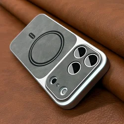 Premium Matte Magnetic Leather Phone Case with MagSafe Wireless Charging Compatibility - iPhone 15 (Light Gray)