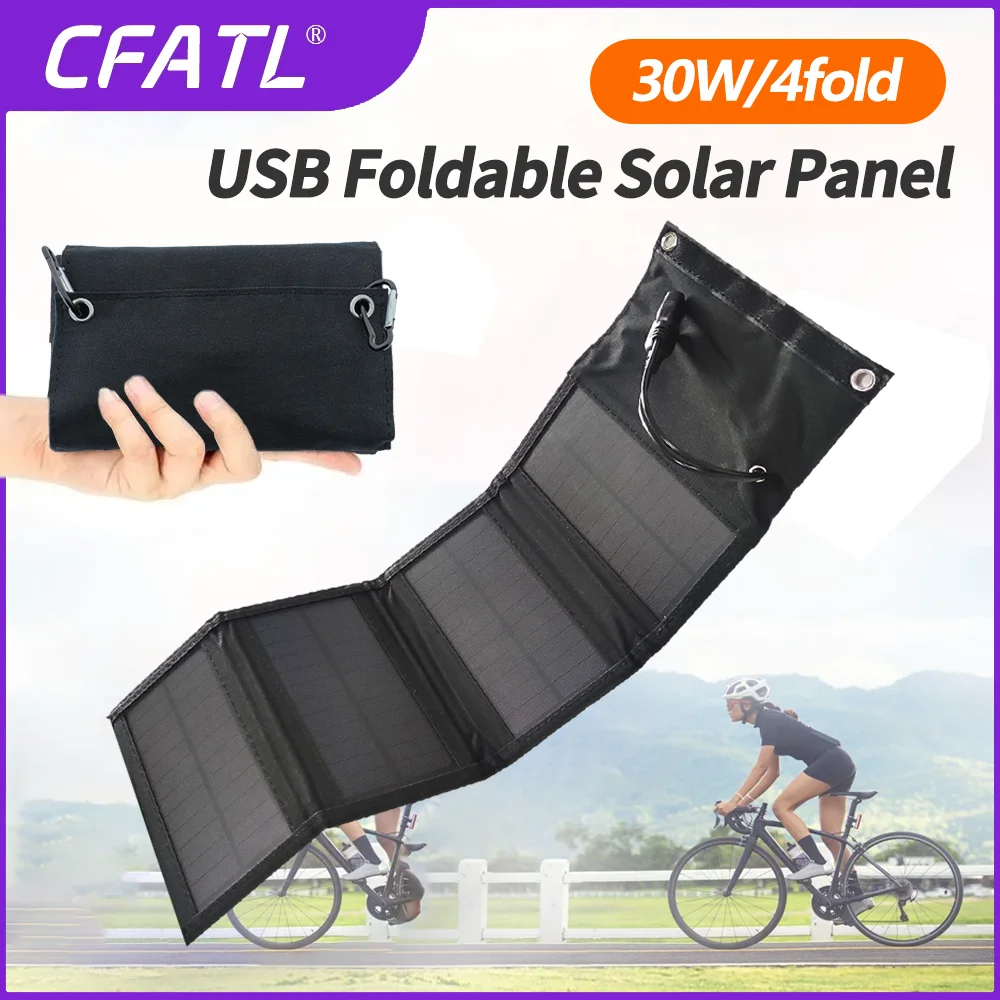 30W Pieghevole Pannello Solare A 4 Pieghe Portatile Impermeabile 5V Caricatore Usb Batteria Banca Di Alimentazione Del Telefono Cellulare Per Accessor