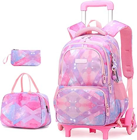 School Trolley Bag School Wheeled Backpack Set for Girls Elementary School Trolley Bag Set 3 pcs with Lunch Bag Pen Bag For Boy
