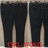 Oversized plus Size jeans men's loose straight-leg Summer men's long pants 50 52 54 56 jeans Black Large size jeans 170KG 1