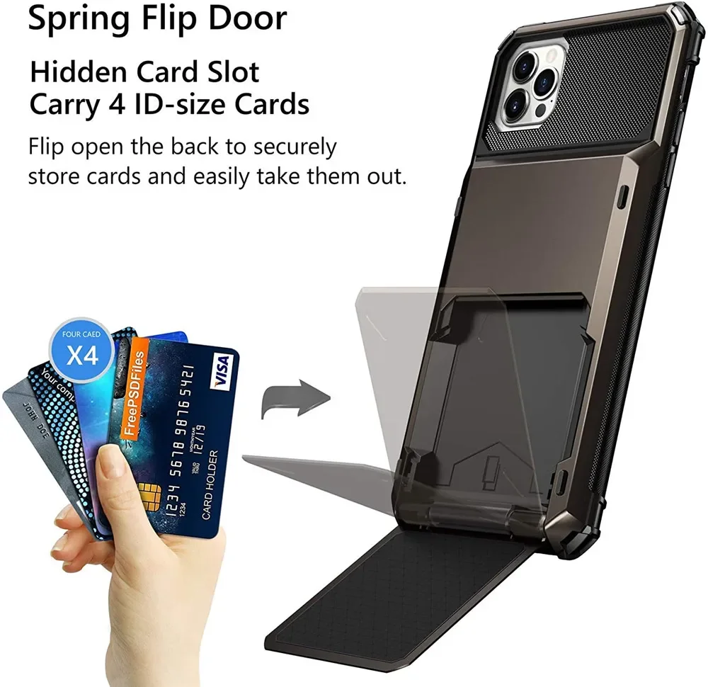 Wallet Phone Case with 4-Card Slot and Credit Card Holder