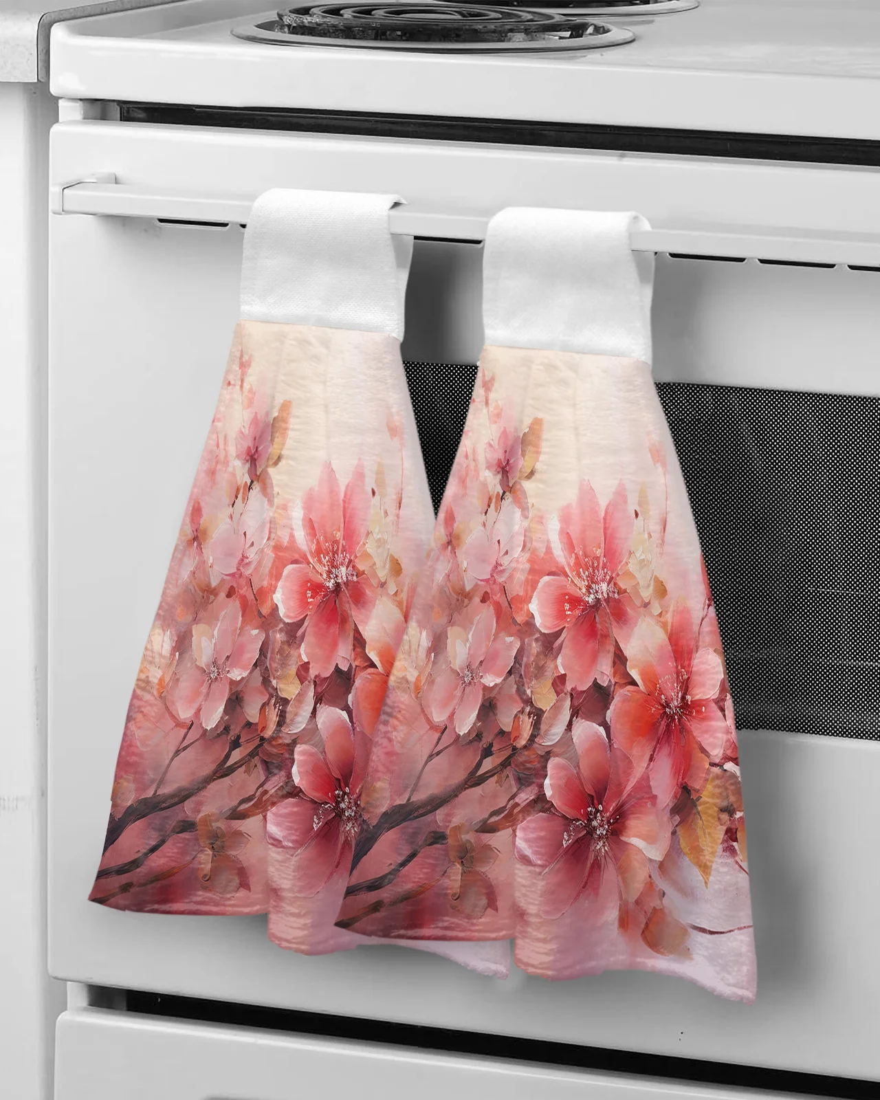 

Flowers Leaves Watercolor Hand Towels Microfiber Hanging Cloth Quick Dry Cleaning Cloth Xmas Kitchen Towel