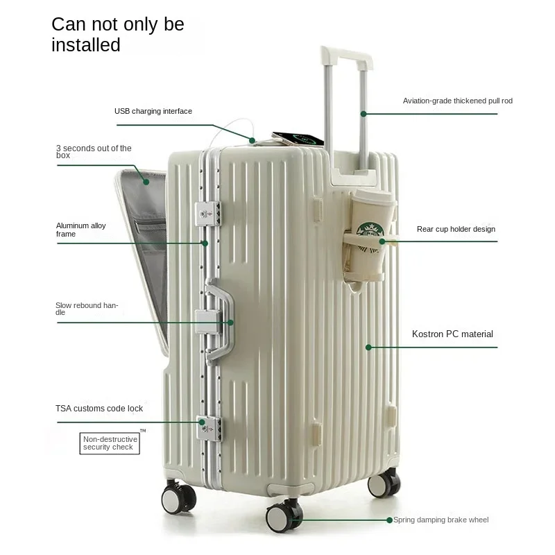 2023 New Luggage Multi-Function Large Capacity 30-Inch Trolley Box Smooth Universal Wheel 28-Inch Men's Business Travel Suitcase