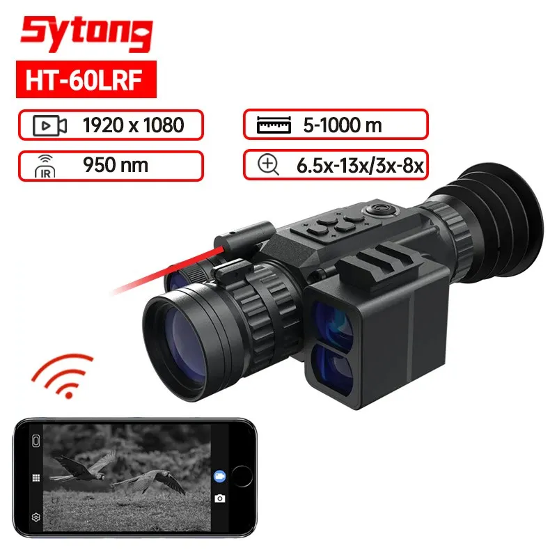 

Sytong Rifle Scope HT-60LRF Digital Night Vision Device Withstand Mount Aiming Riflescope App WIFI Laser Ranging Monocular Scope