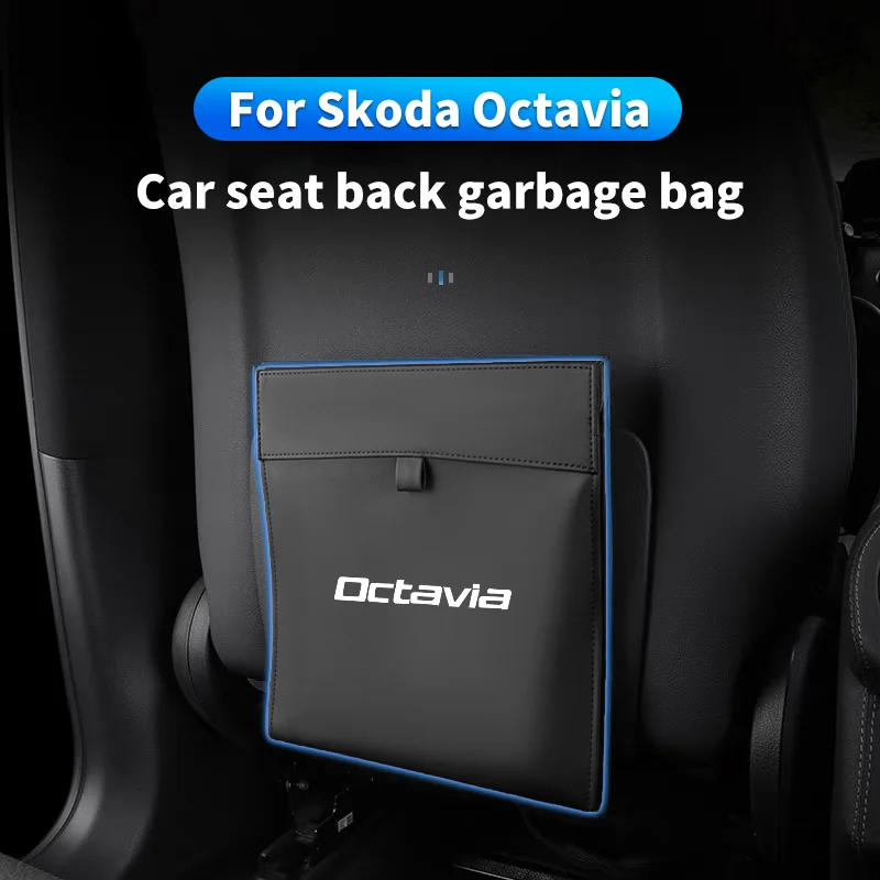 Skoda Octavia PU 가죽 자기 흡착 대용량 쓰레기 봉투 자동 뒷좌석 교..