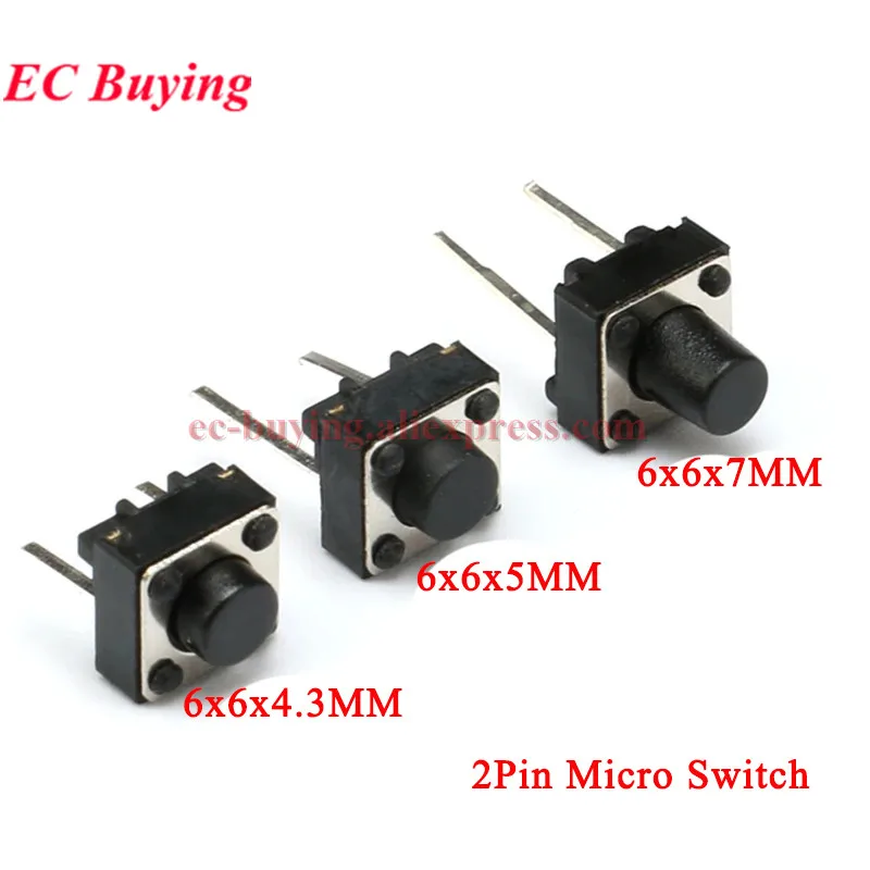 10Pcs-100Pcs 6*6*7 6*6*5 6*6*4.3MM Micro Touch Tactile Push Button ...