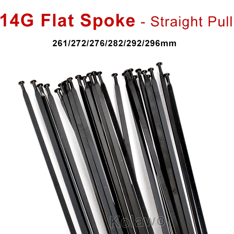 Bicycle Flat Spokes 14G With Nipples 10Pcs MTB Road Bike Straight Pull Aero Spokes Steel 261 272 276 282 292 296MM