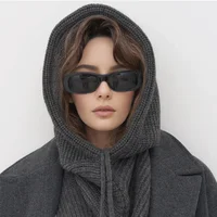 Winter Balaclava Hat Scarf For Women Knitted Hooded Caps Outdoor Warm One-piece Neck Collar Beanies Hats For Girls - Image 5