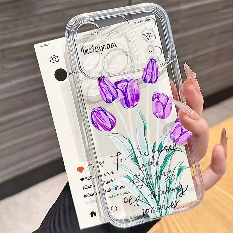 Clear Floral Soft Phone Case - Elegant Transparent Protective Cover