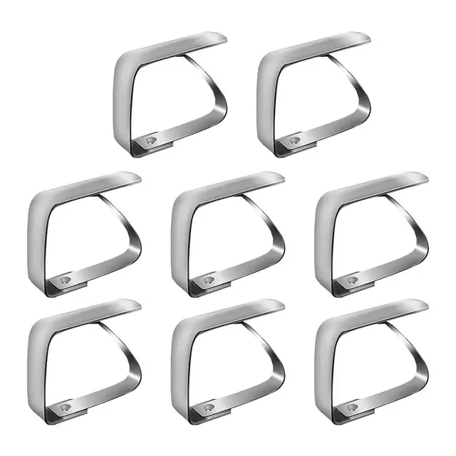 ProTensils 6 clips de mantel de picnic para mesas al aire libre, clip de mantel de acero inoxidable, se adapta a mesas de 1.9 pulgadas de grosor, abrazaderas de metal para